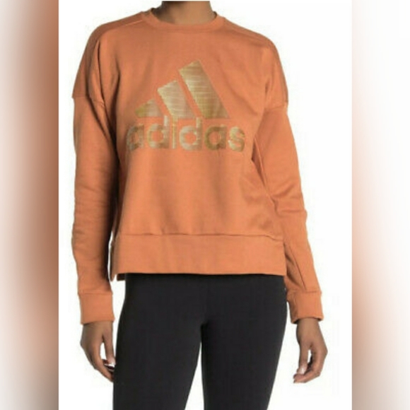 adidas Women's ID Glam Sweatshirt Tech Copper Med - Picture 2 of 9